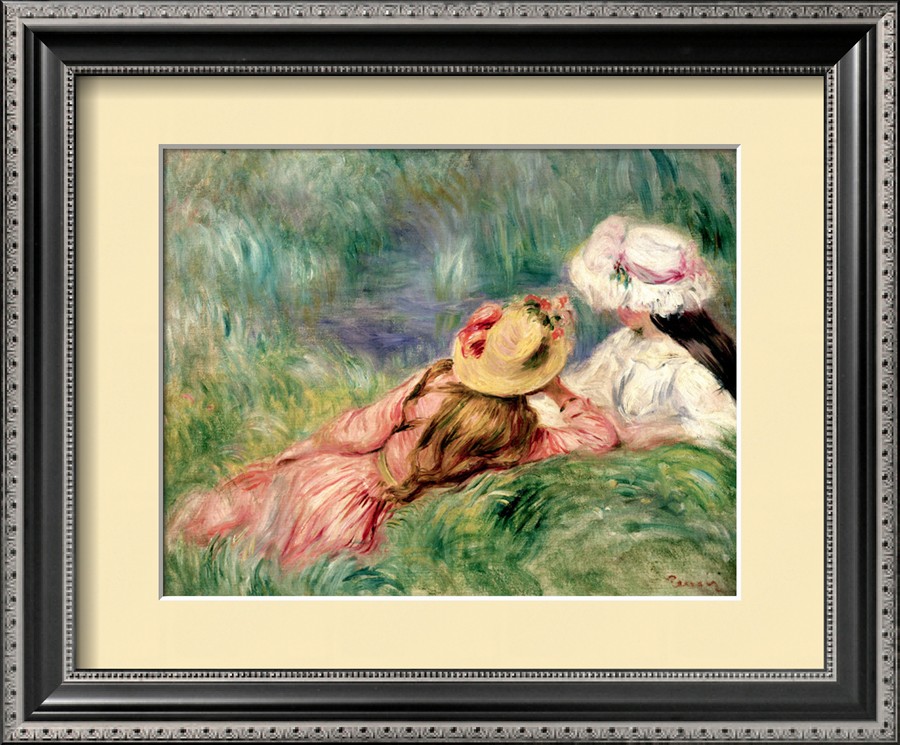 Young Girls on the River Bank - Pierre Auguste Renoir Painting